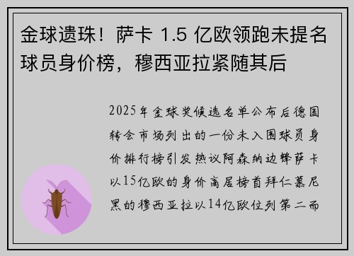 金球遗珠！萨卡 1.5 亿欧领跑未提名球员身价榜，穆西亚拉紧随其后